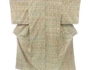 アンティーク　更紗模様織り出し手織り紬着物
